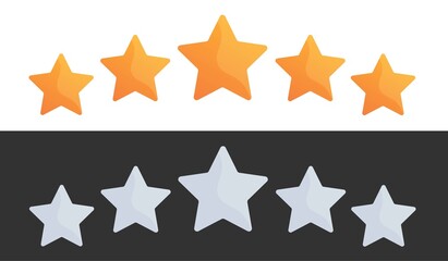 Five star rate concept isolated on white and black background. Vector