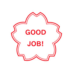 GOODJOB　スタンプ　赤い桜型の枠
