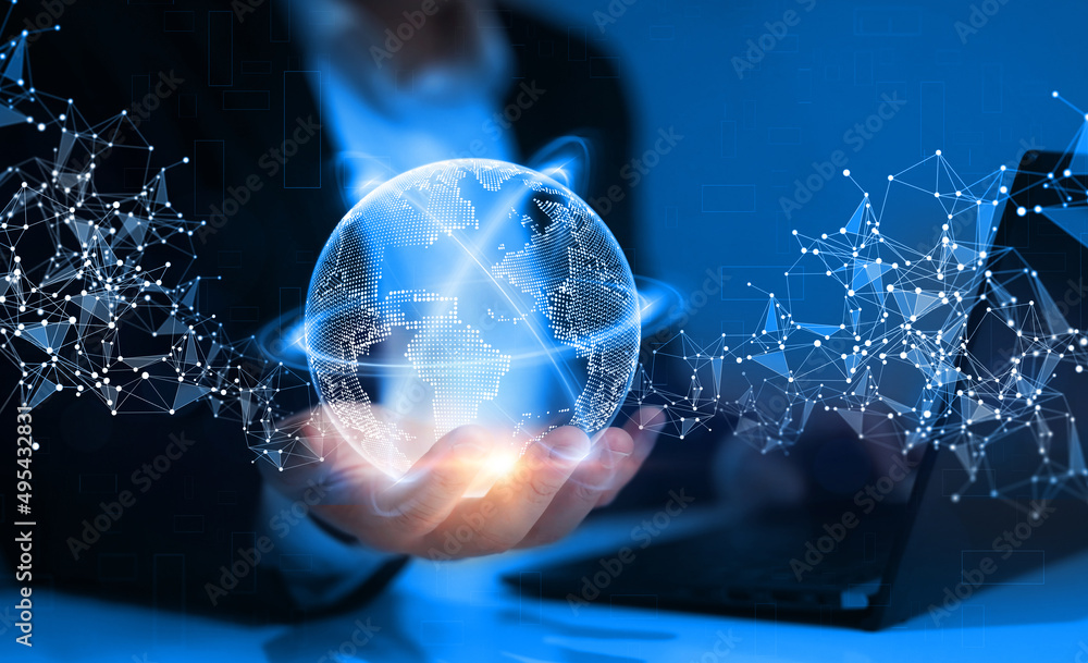 Poster global networking connection,science, innovation and communication technology.next generation techno