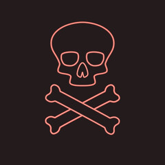The skull and crossbones colors of living coral. Jolly Roger. Vector illustration.