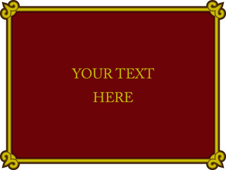 Golden red vintage Christmas style vector background with elegant border frame. Poster, card, web banner, label or package design