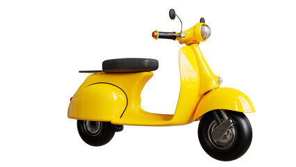 Obraz premium 3d render of yellow Retro Motorcycle on white background.