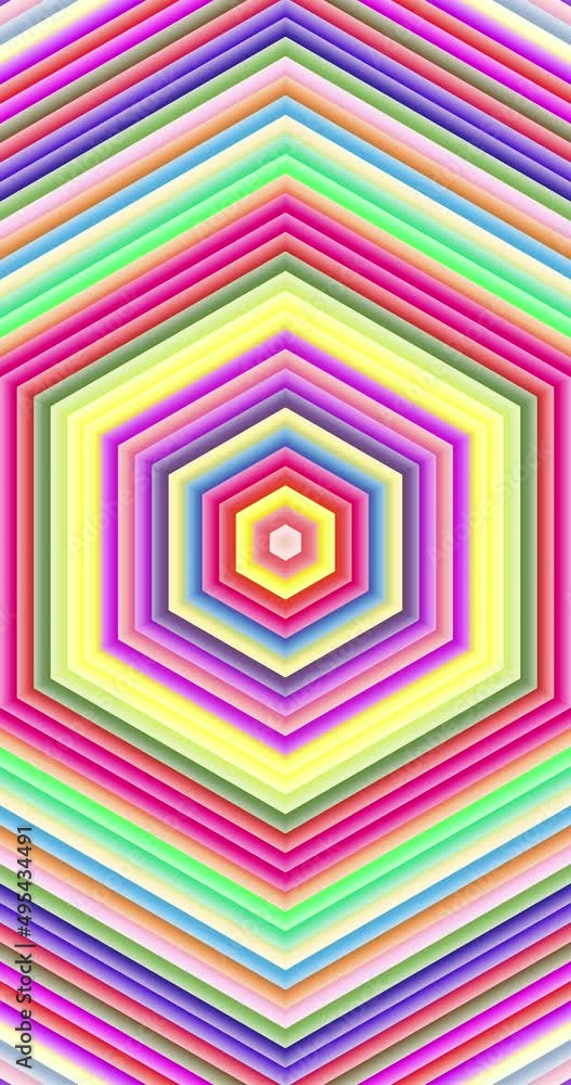 Poster abstract concentric geometric waves shapes in multicolor animation. hypnotic graphic effect with fas