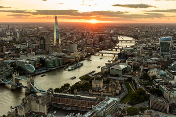Aerial view London cityscape city Financial district UK