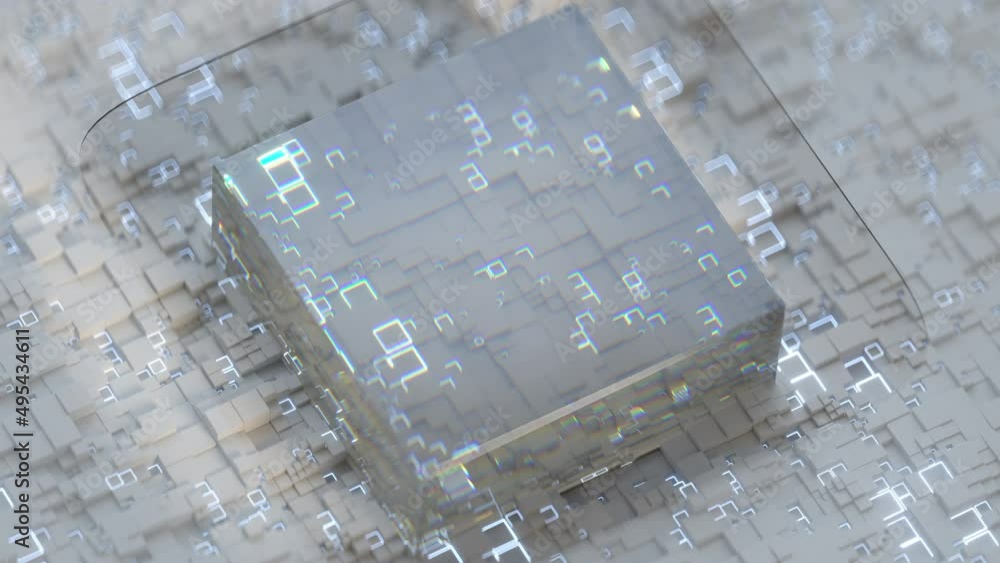 Aufkleber futuristic background with white glowing cubes. looping 3d render animation