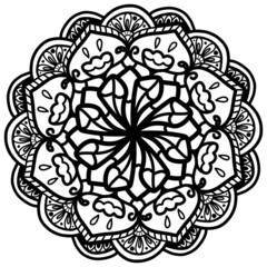 ornamental round ornament, Circle pattern in the form of mandala for Henna, Mehndi, tattoos, decorative ornaments in ethnic oriental style, coloring book pages.