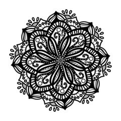 Circle pattern in the form of mandala for Henna, Mehndi, tattoos, decorative ornaments in ethnic oriental style, coloring book pages.