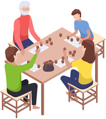 Happy children playing board game with parents, have fun at home. Family entertainment scenes. People sit together at table or on floor in living room play games. Parents and kids in everyday life