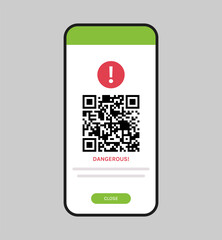 Scanning qr code on smartphone screen and digital technology flat illustration.