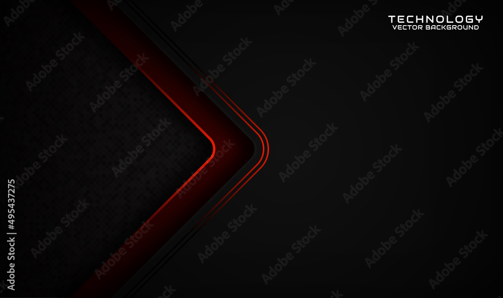 Poster 3d black techno abstract background overlap layer on dark space with orange light stripe effect deco