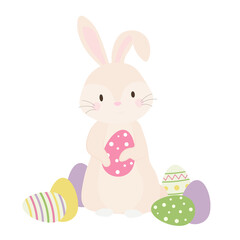 Happy Easter Bunny Vector illustration. Cute Rabbit cartoon character.