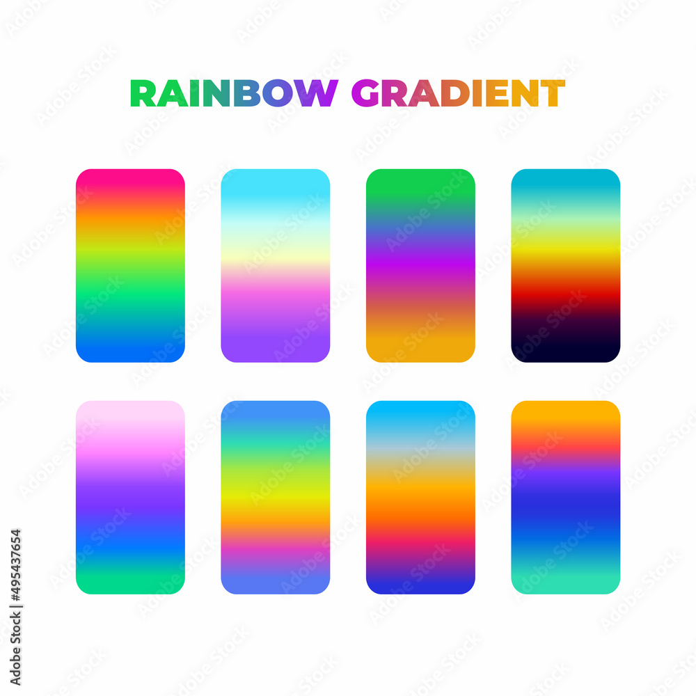 Poster set of different colorful rainbow gradients vector, trendy linear gradients template
