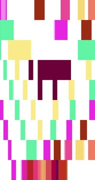Pixel block and mosaic animateed background. Mosaic pixelelated stripes in multi colors. Pastel background animation with pixel blocks moving in space.  Vintage loop
