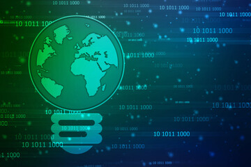 Fototapeta premium Binary Code Background, Digital Abstract technology background, flowing number one and zero text in binary code format in technology background. Internet Big data Concept