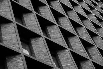 Close-up shot of gray building