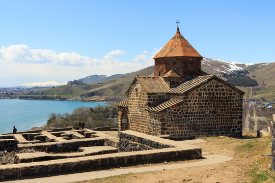 The buildings of the ancient monastery of Sevanavank near Lake Sevan in Armenia 