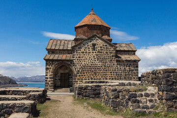 The buildings of the ancient monastery of Sevanavank near Lake Sevan in Armenia 