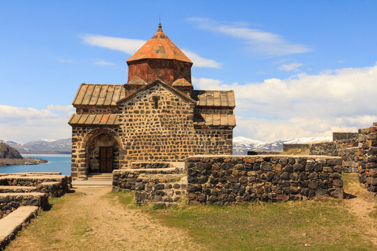 The buildings of the ancient monastery of Sevanavank near Lake Sevan in Armenia 