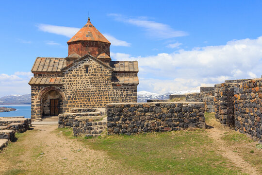 The buildings of the ancient monastery of Sevanavank near Lake Sevan in Armenia 