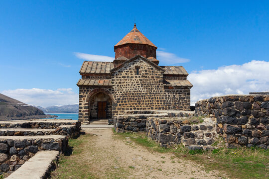 The buildings of the ancient monastery of Sevanavank near Lake Sevan in Armenia 