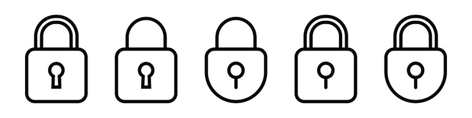 Padlock line icon. Padlock with keyhole, security line icon.