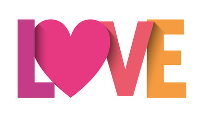 LOVE colorful vector typography banner with heart symbol