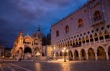 Doge's Palace at dawn in Venice, Italy