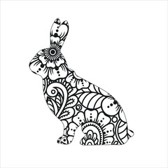 Animal mandala coloring page Rabbit mandala coloring book for adult animal coloring page for kids and adult rabbit cartoon