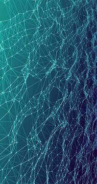 Plexus 3d animation with joint and point of conection. Abstract background of a network with polygonal connection. Inernet Data connection concept for abstract backdrop
