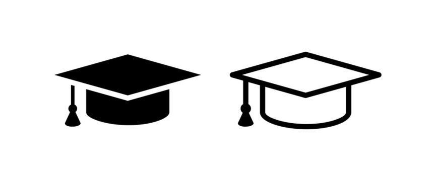 Square Academic Cap Icon. Training Hat. Symbol Of Knowledge And Learning. Solemn Accessory Of Teachers And Graduates (students) Of Higher Educational Institutions. Isolated Raster Illustration.