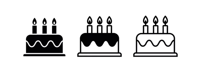 Fotobehang Cake icon. Symbol of the holiday, birthday. Festive cake with a candle. Isolated vector illustration on a white background. © Sergey