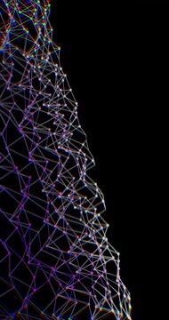 Plexus 3d animation with joint and point of conection. Abstract background of a network with polygonal connection. Inernet Data connection concept for abstract backdrop