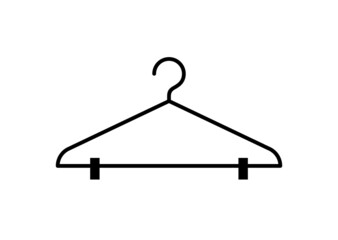 Hanger, hangers for clothes. Wardrobe or locker room symbol. Isolated raster illustration on a white background. - obrazy, fototapety, plakaty
