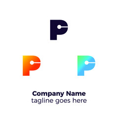 letter P pen logo vector illustration