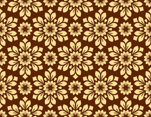 Flower geometric pattern. Seamless vector background. Gold and brown ornament
