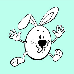 Fototapeta na wymiar easter bunny with egg, coelho da pascoa, easter, rabbit cartoon egg