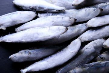 Frozen herring fish. Fish background