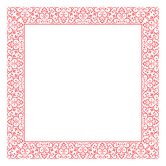 Decorative frame Elegant vector element for design in Eastern style, place for text. Floral pink and white border. Lace illustration for invitations and greeting cards
