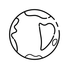 Abstract simple outline doodle of planet earth icon design black line style, earth abstract logo