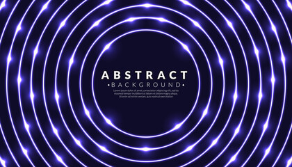 Abstract purple neon light pattern. Modern circle glow background. Cyberpunk geometric concept. Vector illustration.