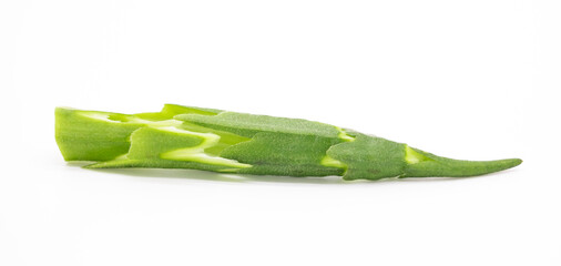 okra skin selective focus on white background