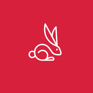 Rabbit logo vector icon line illustration