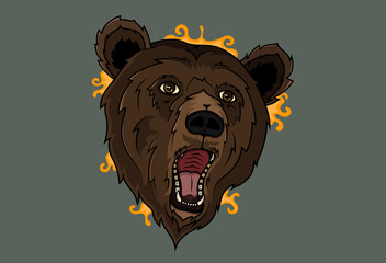 illustration of hungry head bear in cartoon look