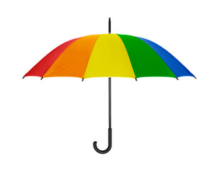 Open colorful umbrella isolated on white with clipping path