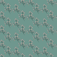 Vector seamless half-drop pattern, with  flowers