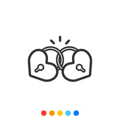 Flat heart shaped padlock design element, Vector and Illustration.