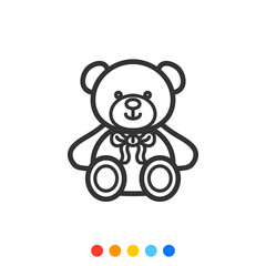 Cute teddy bear, Icon, Vector and Illustration.