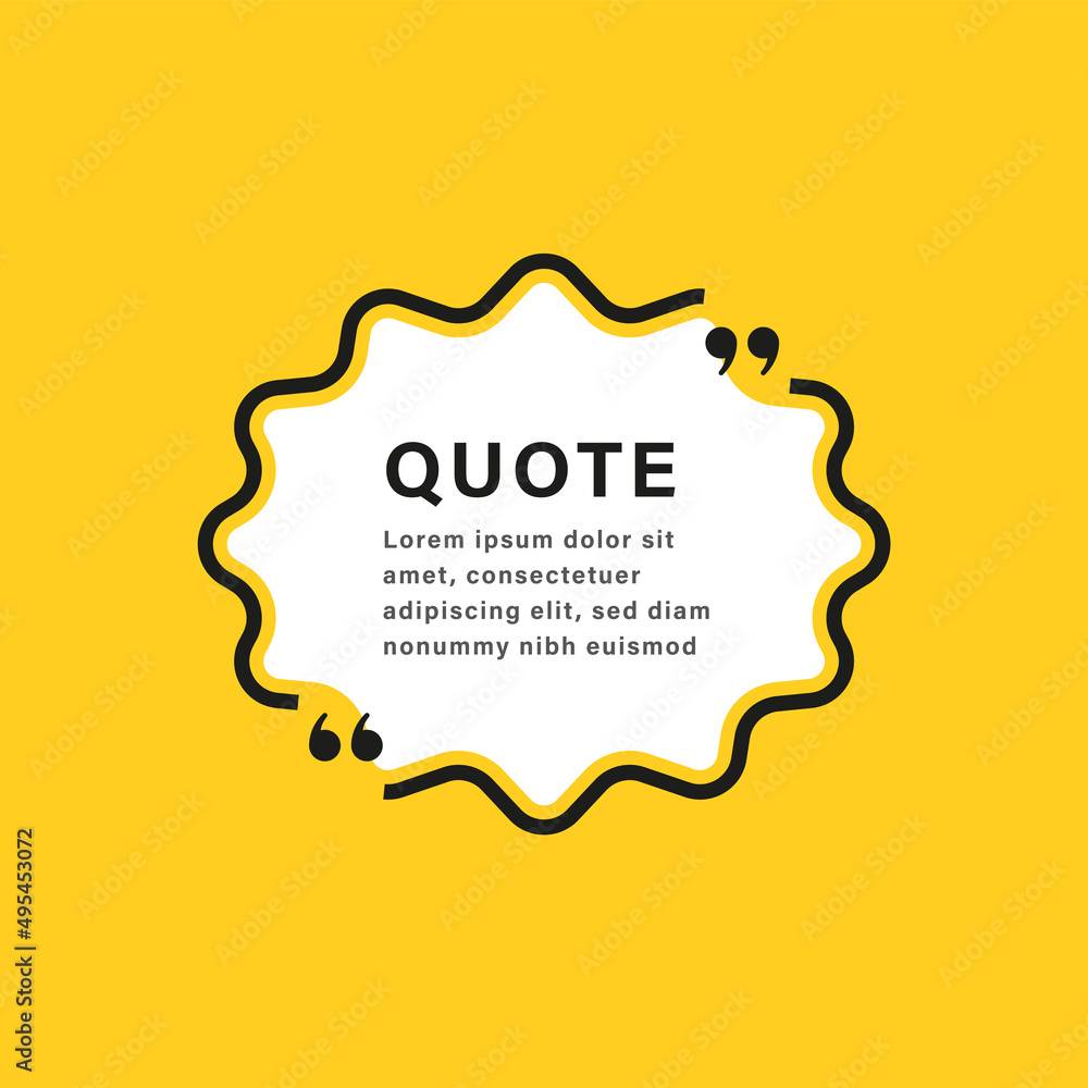 Poster quote box frame. texting boxes with quotation marks. line quote frames