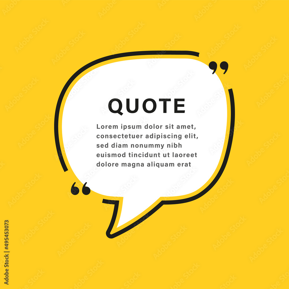 Poster quote box frame, texting boxes speech bubble with quotation marks. line quote frames