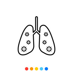Lungs infected by virus flat design element, Icon, Vector and Illustration.